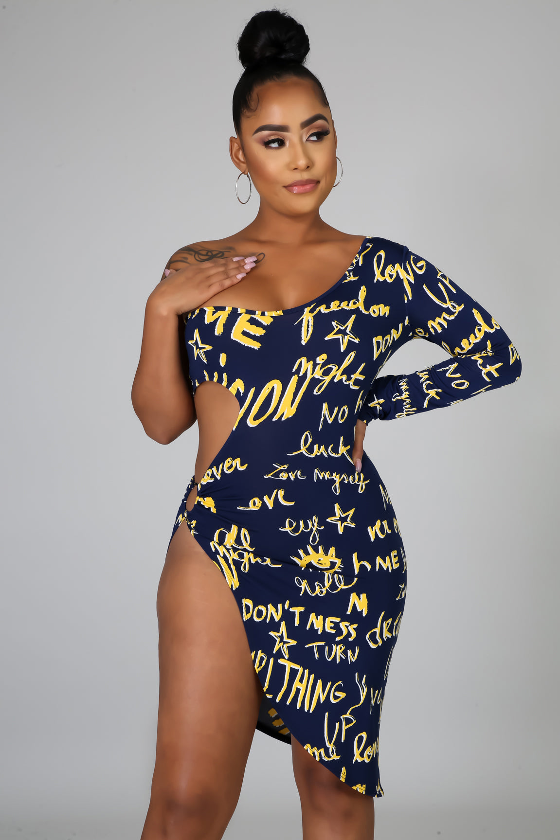 Notes Slit Dress