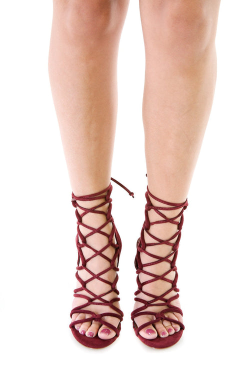 Breakout Faux Suede Cut Out Lace Up Heels | giti online
