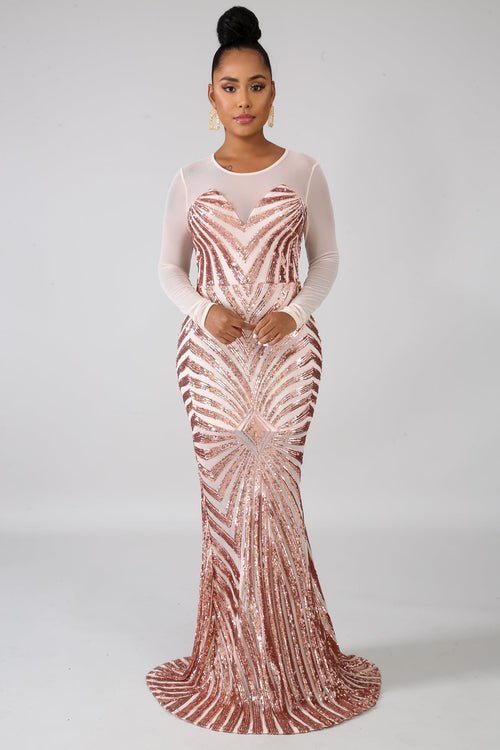 Sequin Sheer Dazzle Mermaid Dress | GitiOnline