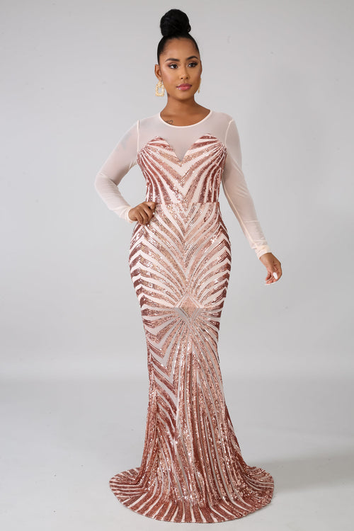 Sequin Sheer Dazzle Mermaid Dress | GitiOnline
