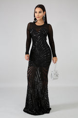 Sequin Sheer Dazzle Mermaid Dress | GitiOnline