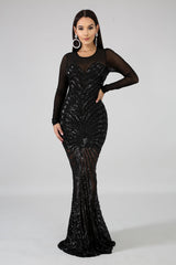 Sequin Sheer Dazzle Mermaid Dress | GitiOnline