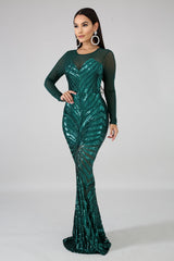 Sequin Sheer Dazzle Mermaid Dress | GitiOnline
