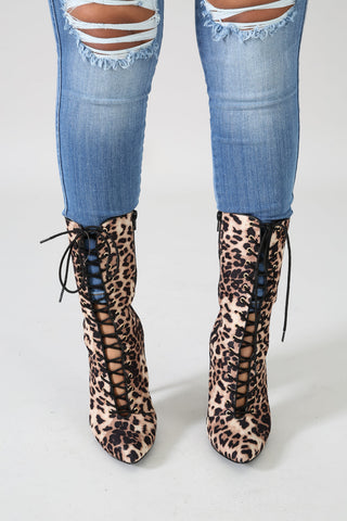 Lucite Open Toe Chunky Heeled Mid Calf Boots