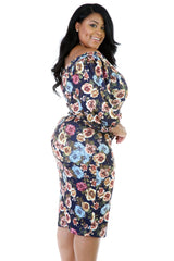 Floral Bee Midi Stretchy Dress