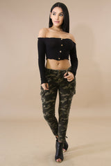 Scallop Button Crop Top