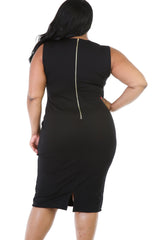 Sleevless Bodycon Stretchy Thick Midi Dress