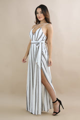 Striped Cut Out Jmupsuit