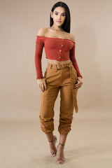 Scallop Button Crop Top