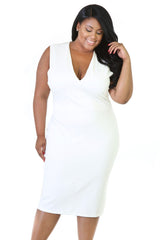 Sleevless Bodycon Stretchy Thick Midi Dress