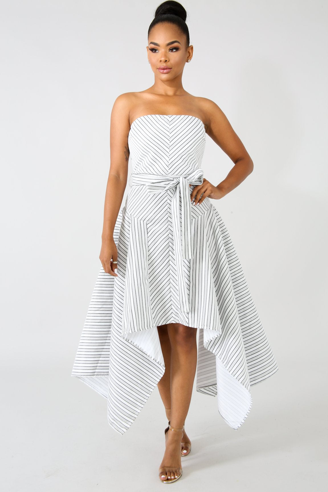 Striped high 2024 low dress