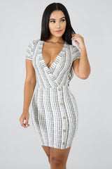 Button Knit Body-Con Dress