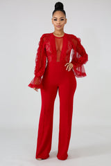 Long Sleeve Lace Vintage Jumpsuit | GitiOnline