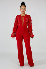 Long Sleeve Lace Vintage Jumpsuit | GitiOnline
