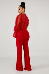Long Sleeve Lace Vintage Jumpsuit | GitiOnline