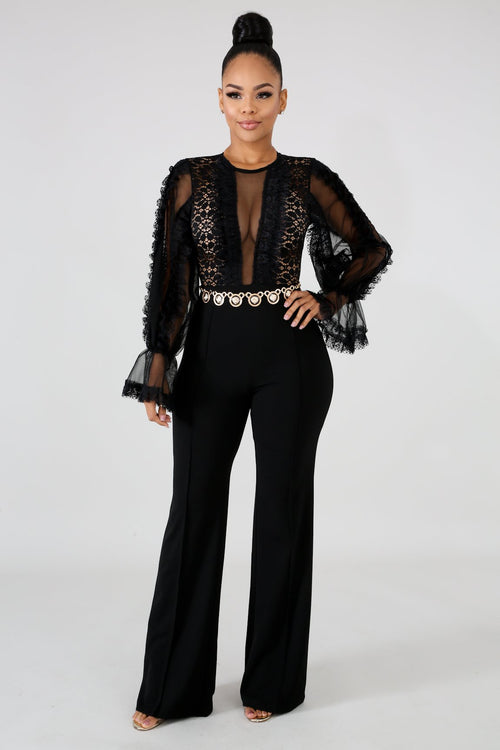 Long Sleeve Lace Vintage Jumpsuit | GitiOnline
