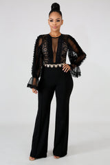 Long Sleeve Lace Vintage Jumpsuit | GitiOnline