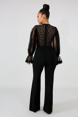 Long Sleeve Lace Vintage Jumpsuit | GitiOnline