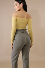 Scallop Button Crop Top