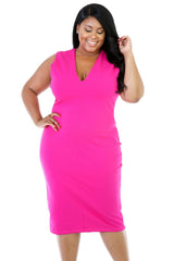 Sleevless Bodycon Stretchy Thick Midi Dress