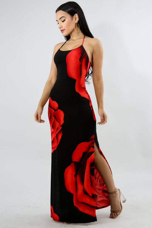 Rose Slit Spring Dress