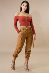 Scallop Button Crop Top