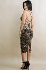 Caged Up Leopard Body-Con Dress