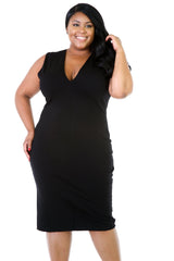 Sleevless Bodycon Stretchy Thick Midi Dress