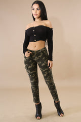 Scallop Button Crop Top