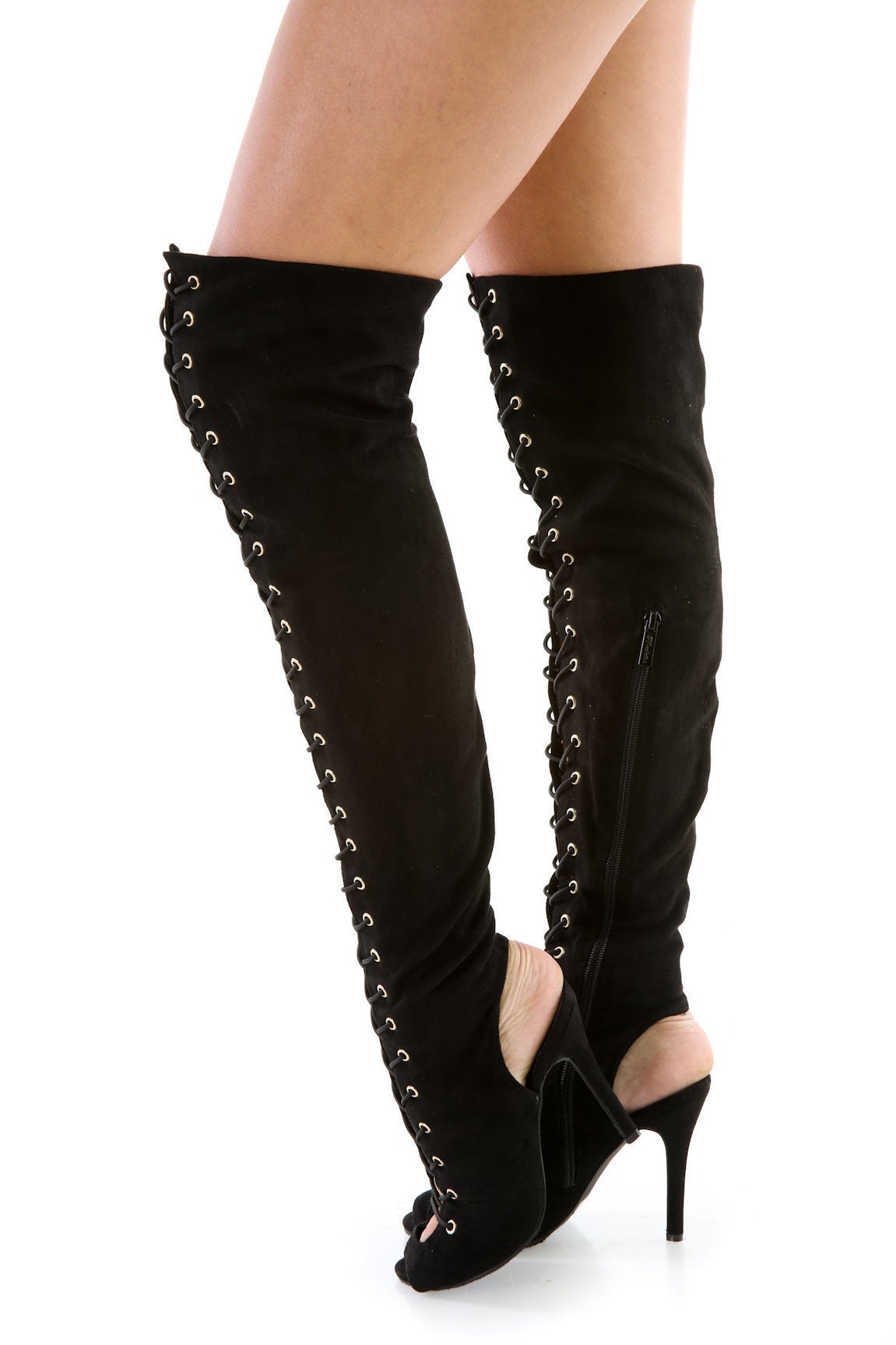 Lace Up Thigh High Boots