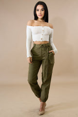 Scallop Button Crop Top