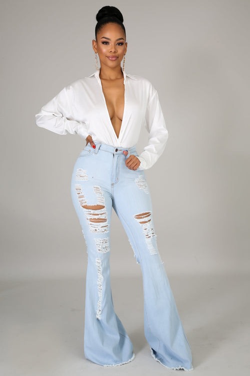 Raw Shred Bell Bottoms Jeans | GitiOnline