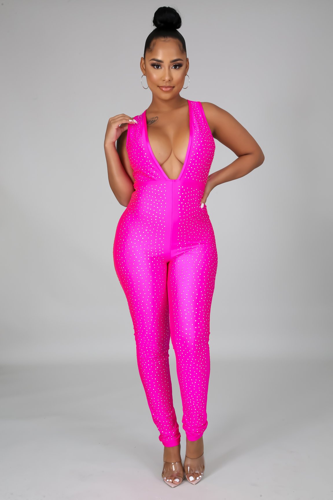 Pink rhinestone sales jumpsuit