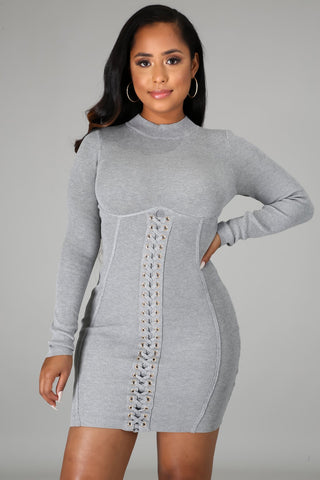 Knit Ribbed Sweater Dress