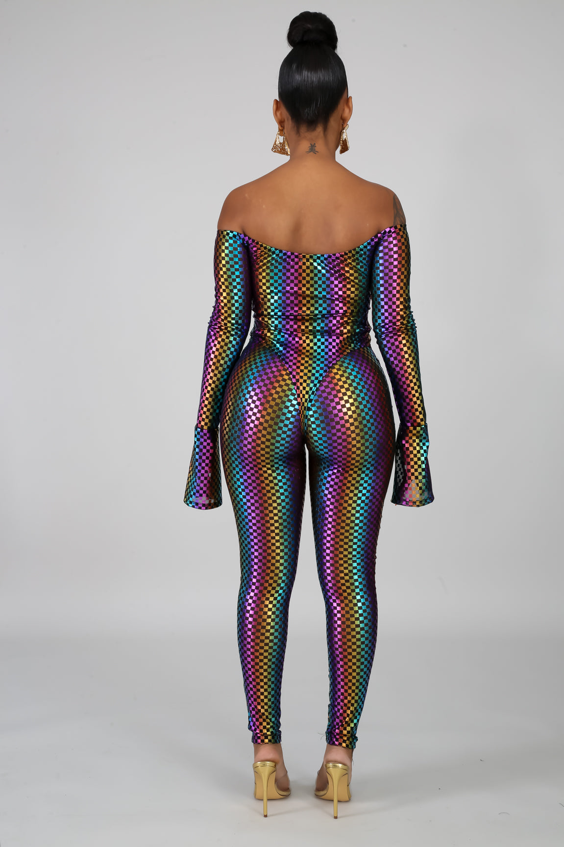 Rainbow Checkered Bodysuit Pant Set