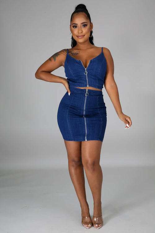 Casually Cool Denim Skirt Set