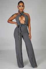 Stripped Criss Crossed Jumpsuit