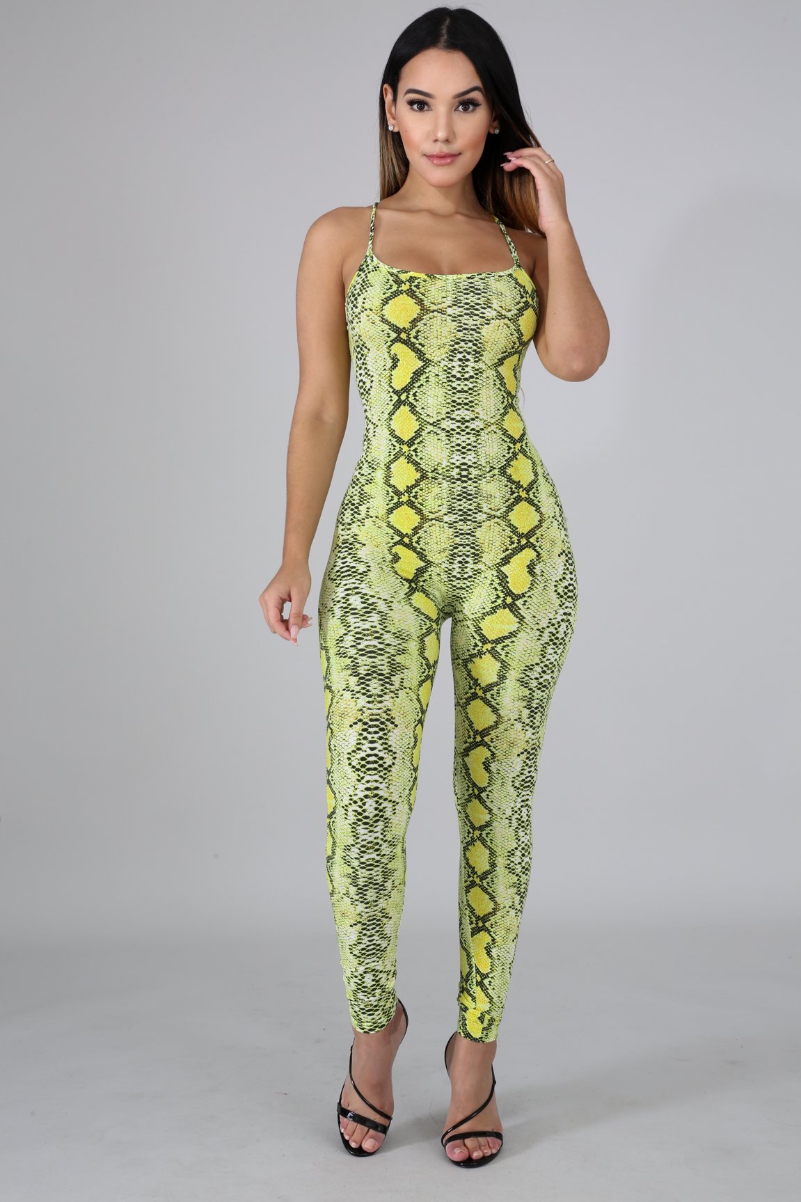 Yellow cheap snakeskin jumpsuit