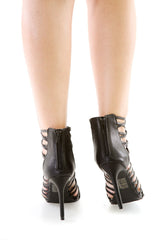 Faux Leather Peep Toe Heels