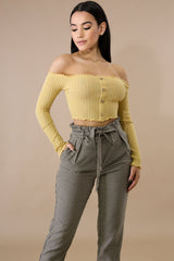 Scallop Button Crop Top