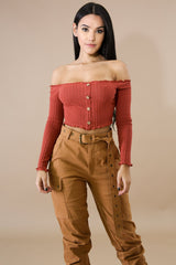 Scallop Button Crop Top
