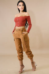 Scallop Button Crop Top