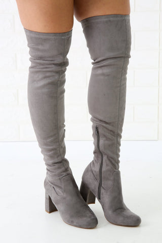 Vampy Faux Suede Thigh High Boots