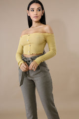 Scallop Button Crop Top