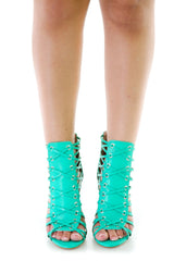 Faux Leather Peep Toe Heels