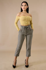 Scallop Button Crop Top