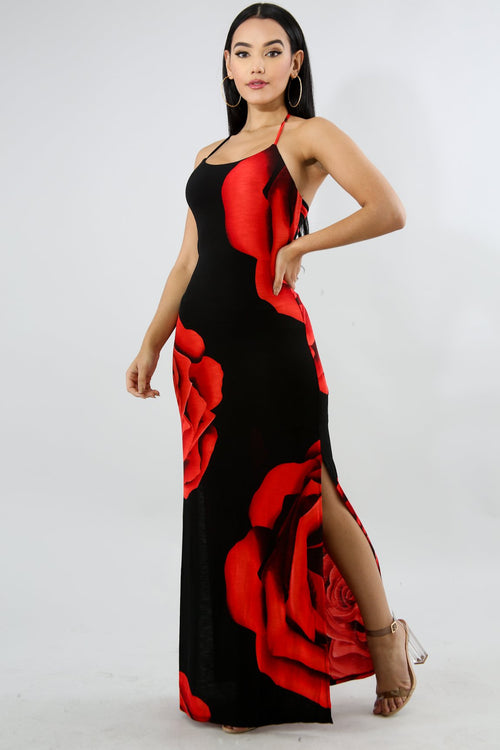 Rose Slit Spring Dress