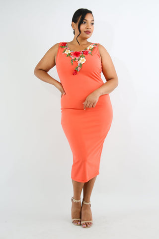 Sleevless Bodycon Stretchy Thick Midi Dress