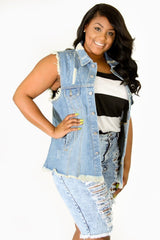 Distressed Denim Vest